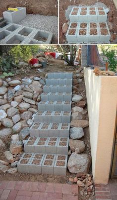 the steps are made out of cinder blocks