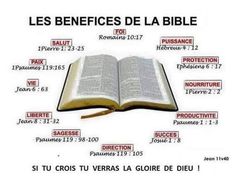 an open bible with the words in french and english on it, surrounded by other words