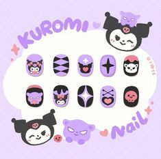 Hello Kitty Nails Art, Fake Nails Designs, Hello Kitty Crafts, Paper Dolls Diy, Nail Drawing, Cute Simple Nails, Paper Toys Template, Kitty Drawing