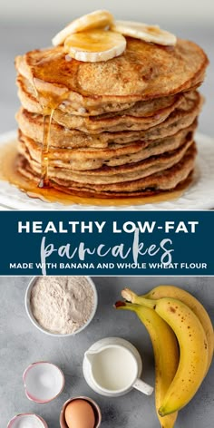 Fat Pancakes, Low Fat Pancakes, Low Fat Breakfast, Low Salt Diet, Banana Flour, Best Healthy Diet, Whole Wheat Pancakes, Wheat Pancakes