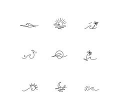 the sun, moon and other symbols are drawn in black ink