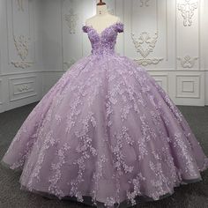 Quince Dresses Lilac, Light Purple Quince Dresses, Quince Purple, Lavender Ball Gown, Vestido Color Lila, Purple Quinceanera Theme