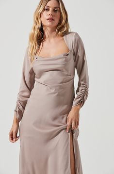 Gracie Long Sleeve Cutout Satin Midi Dress – ASTR The Label Social Club