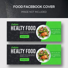 two facebook covers with food on them, one is green and the other is black