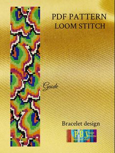 a cross stitch book cover with an image of a colorful pattern on the front and side