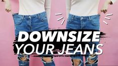 two mannequins wearing jeans with the words downsize your jeans