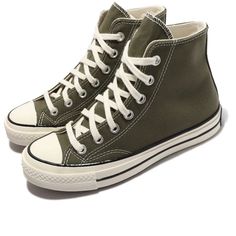 Converse Chuck 70 Hi Vintage Canvas Utility Green Egret Sneaker Mens Size 8.5 Women’s 10.5 Aesthetic Green Shoes, Army Green Converse, Dark Green High Top Converse, Grungy Shoes, Grunge Style Shoes, Green Shoes Png, High Top Converse Shoes, Grudge Shoes, Fairy Grunge Shoes