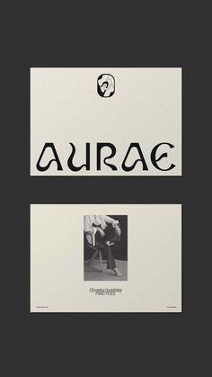 an advertisement with the word aurac in black and white