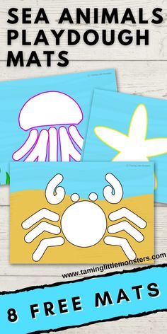 sea animals playdough mats with free printables