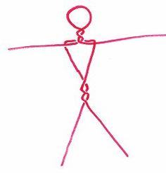 a drawing of a stick man with arms and legs crossed