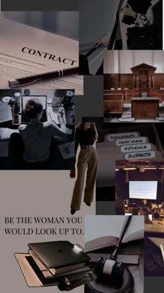 a collage of photos with the words contact, be the woman you would look up to