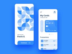 an iphone and a credit card sitting side by side on a blue background with the text, my cards