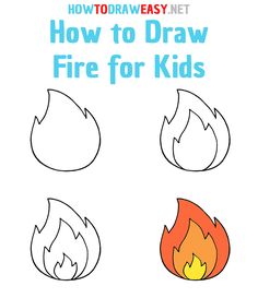 how to draw fire for kids