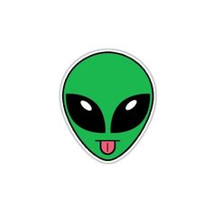 an alien sticker with its tongue sticking out