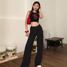 Wide Leg Pants Women, Style Wide Leg Pants, Casual Pants Style, High Waist Wide Leg Pants, Women Streetwear, Embroidered Pants, Party Dress Long Sleeve, Soft Pants, Black Sweatpants