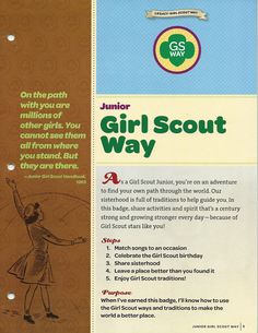 the girl scout's guide to girls scouts is shown in this pamphlet, with instructions for