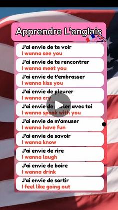 an american flag with the words apprendre langaiss in french and english