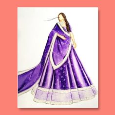 Anarkali Dress Illustration Sketch, Saree Sketches Fashion Illustration, Sharara Fashion Illustration, Manish Malhotra Illustration Sketches, Lion Canvas Painting, Model Sketch, Pastel Butterflies