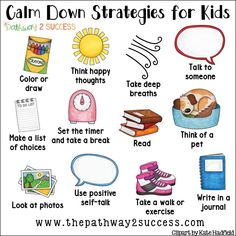 a poster with the words calm down and other things to do for kids on it