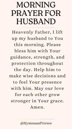 a poem that reads, morning prayer for husband