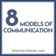 the eight models of communication logo is shown in blue and white, with an 8 on it