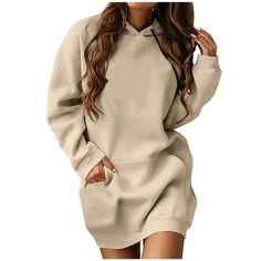 Patlollav Womens Long-Sleeve Pocket Hoodie Dress Waist Sweatshirt Solid Dress Color/Size: Khaki/XXXL Gender: Women/Female/Girl It is made of high quality materials, durable enought for your daily wearing. I am sure you will like it! If you have any questions about this products, please feel free to contact us. We will contact you within 24 hours to provide you with a better solution. KEY: Womens fall fashion 2022, Christmas gifts, Womens plus size clearance, My orders Color: Beige.  Age Group: a Long Sleeve Sweatshirt Dress, Hooded Dress, Pocket Hoodie, Female Girl, Comfy Dresses, Versatile Dresses, Solid Dress, Autumn Fashion Women, Sweatshirt Dress