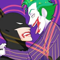 the joker and batman hugging each other