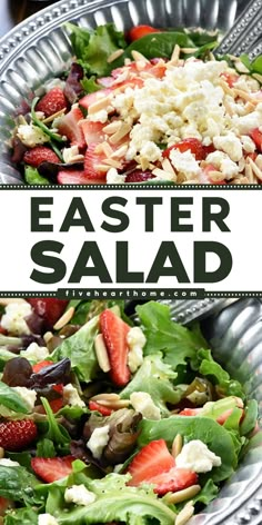 Whip up this Easter salad recipe! It's a simple Easter side dish. Tossed in a honey lemon vinaigrette with mixed greens and toasted almonds, this strawberry goat cheese salad is a beautiful, delicious addition to your Easter dinner ideas! Salads With Fruit, Brunch Salad, Fruit Dinner, Spring Mix Salad, Salad Summer, Spring Salad Recipes, Salads For A Crowd