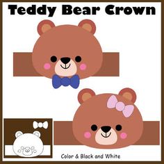 two teddy bears with bow ties on their heads, one is brown and the other is white