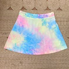 Tie Dye Skater Skirt Size S From Tobi Never Been Worn Brand New Condition Zipper On Side Stretches On Back (See Back Photo) Super Cute And Comfy!! Perfect Length Not Too Short, Perfect For Halloween Hippy Costume Hippy Costume, Side Stretches, Blue Cotton Skirt, Gold Sequin Skirt, Printed Mini Skirt, Black Velvet Skirt, Back Photo, White Mini Skirts, Red Mini Skirt