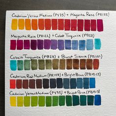 the different colors of watercolors are shown in this drawing book, which shows how each color can be changed