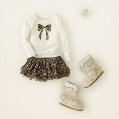 baby girl - outfits - kitty cream | Children's Clothing | Kids Clothes | The Children's Place Leopard Outfit, Childrens Clothing, Toddler Clothing, Winter Days, Animal Prints, Boys Clothing, Childrens Fashion