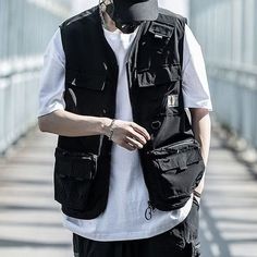 Men Fashion Cargo Multi Pockets Vests Sleeveless Outdoor Jackets Solid Waistcoat Material: Polyester,Cotton Color: Black Package: 1 x Vest  Size M is suitable for 47-52kG Size L is suitable for 52-60KG Size XL is suitable for 60-67KG Size 2XL is suitable for 70-77KG Size 3XL is suitable for 77-82KG Note:This is in Asian sizing, smaller than western size e.g. UK, US, AU. Please check the measurements carefully before making a purchase. Please allow 2-4cm discrepancy due to different measurement m Cargo Vest Outfit Men, Vest Outfits Men Casual, Black Vest Outfit Men, Vest Outfits Men Streetwear, Functional Streetwear Vest With Cargo Pockets, Black Streetwear Vest With Multiple Pockets, Sleeveless Techwear Vest With Pockets, Men Vest Outfits, Military Cotton Vest For Streetwear