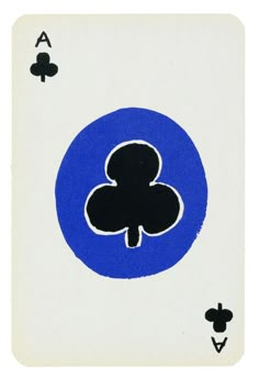 a blue and white playing card with four of spades in the middle, on a white background