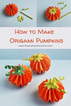 How to Make Origami Pumpkins Origami Pumpkin, Halloween Origami, Autumn Craft, Decor Photography, How To Make Origami, Origami Crafts Diy, Autumn Crafts, Halloween Craft