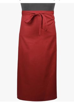 the front view of a women's red skirt with an attached belt and side pockets