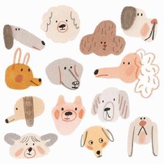 a bunch of dogs that are on top of each other in different shapes and sizes