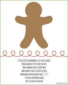 the gingerbread man is standing in front of red string