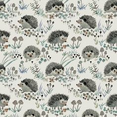 hedgehogs and flowers on a white background