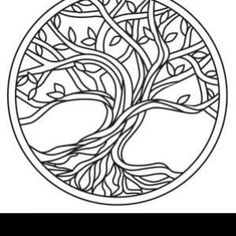 a drawing of a tree in a circle