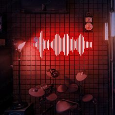 Sound Wave Neon Sign Music Led Light red Neon Signs Music, Recording Studio Bedroom, Cave Lighting, Musician Room, Sound Waves Design, Retro Wedding Theme, Workout Sheets, Studio Bedroom, Cool Neon Signs