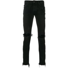 Palm Angels ripped-knee skinny jeans ($426) ❤ liked on Polyvore featuring men's fashion, men's clothing, men's jeans, black, mens destroyed skinny jeans, mens ripped jeans, mens faded jeans, mens ripped skinny jeans and mens distressed jeans Torn Jeans, Ripped Jeans Men, Holiday Cocktail, Zipper Jeans, Faded Jeans, Destroyed Jeans, Streetwear Men Outfits