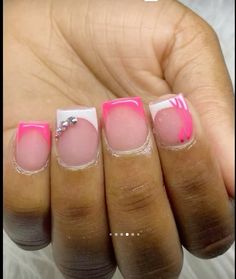 Simple Pink Short Nail Designs, Short Nail Ideas Acrylic Square Pink, Short Short Nail Ideas, Latina Nail Designs Pink Short, Pink Shorties Nails, French Tip Nails For Kids, Kid Acrylic Nails, Cute Nails For Birthday Short, Nails Acrylic For Kids