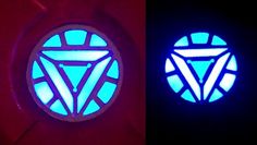 two different colored lights in the dark and light up one with a diamond on it