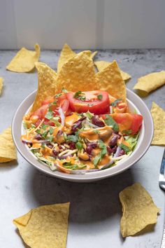 A taco salad with our copycat Taco Bell Creamy Chipotle Sauce used as dressing