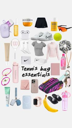 there are many items that can be seen in this image, including tennis shoes and other things