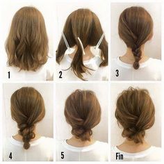 Einfache Hochsteckfrisur für mittellange Haare Sanggul Modern, Up Dos For Medium Hair, Hair Tutorials For Medium Hair, Peinados Fáciles Para Cabello Corto, Long Bob Hairstyles, Penteado Cabelo Curto, Hair Updo, Hair Tutorials, Shoulder Length Hair