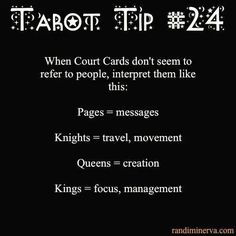 the text tarot tip 24 when court cards don't seem to refer people, interpret them like this