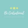 the logo for be professional with yellow stars on blue and green background, as well as white lettering