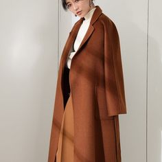 Buddhatrends Brown / XS Wool blend coat Luxury Long Sweater Coat, Business Cashmere Long Wool Coat, Cashmere Long Coat For Business, Business Long Cashmere Wool Coat, Solid Cashmere Long Coat, Solid Color Long Cashmere Coat, Formal Cashmere Wool Coat For Winter, Long Solid Pea Coat For Fall, Elegant Long Wool Coat For Fall